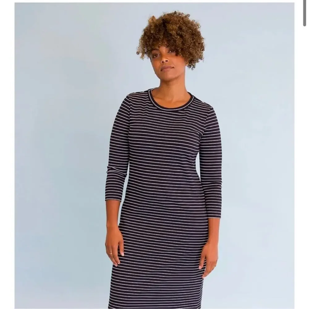 Sonnet James Reese A Play Dress Shirtdress Stretch Gray Black Striped Size XS